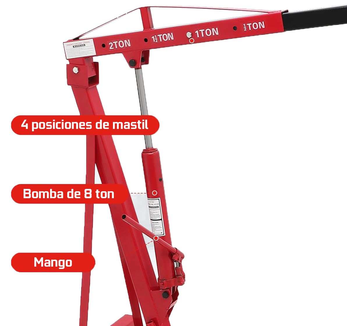 GRUA PARA LEVANTAR CARGAS HASTA 2 TONELADAS 2000kg Grua DE taller para elevación de cargas Elevar motores Brazo elevación