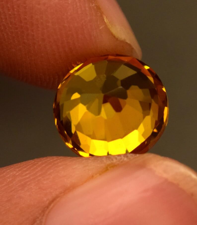 Saphir jaune véritable de 8 mm, pierre ronde pour la fabrication de bijoux - 5