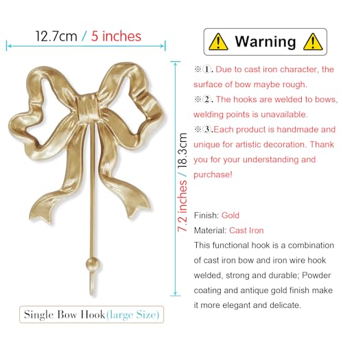 Image of Single Bow Hook,Gold Cast Iron Hook,Size(L):5x7.3 inches