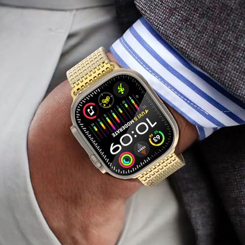 Image of WINGLE Magnetic Mesh Loop for Apple Watch Band Ultra 3 /2 /1 Band 49mm 46mm 45mm 44mm 42mm 40mm 41mm 38mm Men Women, Stainless Steel Adjustable Metal Strap for iWatch Series 11 10 9 8 7 6 5 4 3 2 1 SE