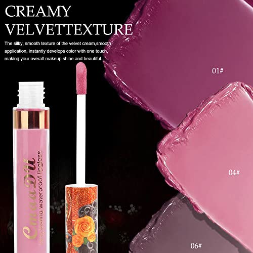 Evpct 3Pcs Purple Nude Pink Dark Brown Matte Liquid Lipsticks Lip Gloss Stain Makeup Sets Smudge Proof, Skull Face 24 Hour Long Lasting Liquid Matte Lipstick Waterproof Labial Mate Larga Duracion 24 #TOP2