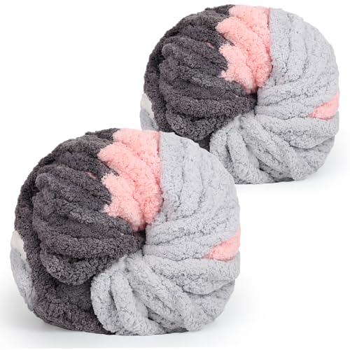 Coopay Lana gruesa para ganchillo, 2 ovillos de 240 g, voluminosos para tejer a mano, lana XXL suave para tejer mantas, almohadas, nidos de mascotas - gatitos