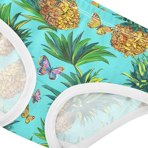 Wusikd Tropical Pineapple Girls' Underwear Cotton Butterfly Girls Briefs Soft Toddler Underwear 2T4