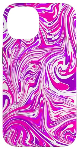 ピンク パープル ホワイト 渦巻き モダン 抽象 アートパターン デザイン スマホケース iPhone 14 用