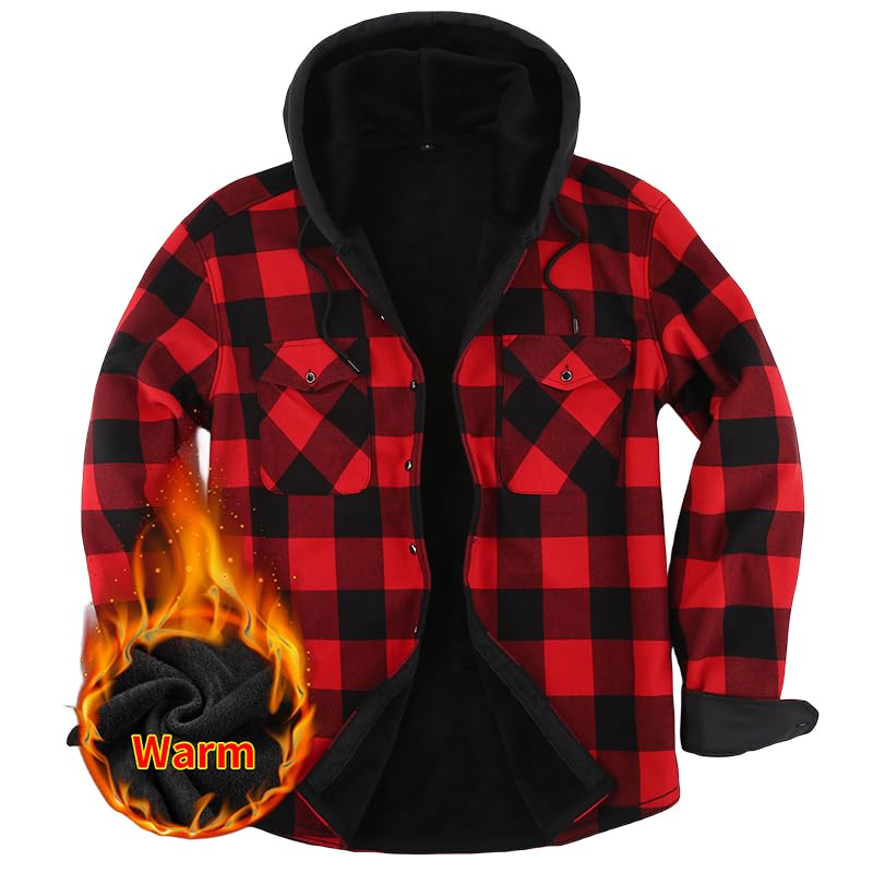 Iris Sprite Hemdjacke Herren Kapuze Kariert Wattiert Jacke Holzfällerhemd...