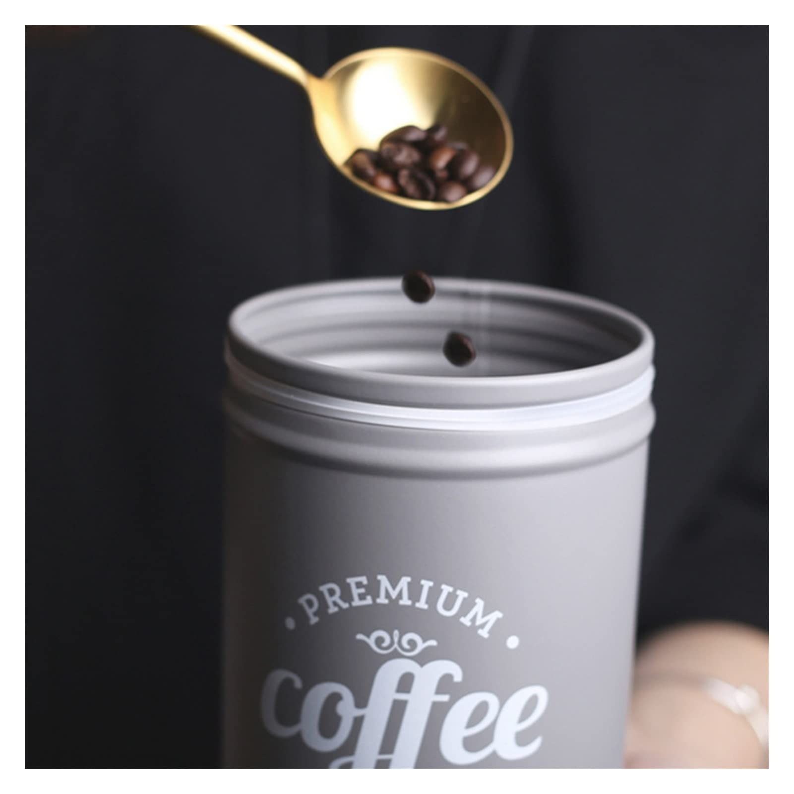 QINGGANGLING999 Kaffeedosen Set von 3 Tee Kaffee Zucker Metallkleid Küche Aufbewahrungsbox Food Canist Behälter Küchenbehälter mit Deckeln Kaffeedose Luftdicht (Color : Black)