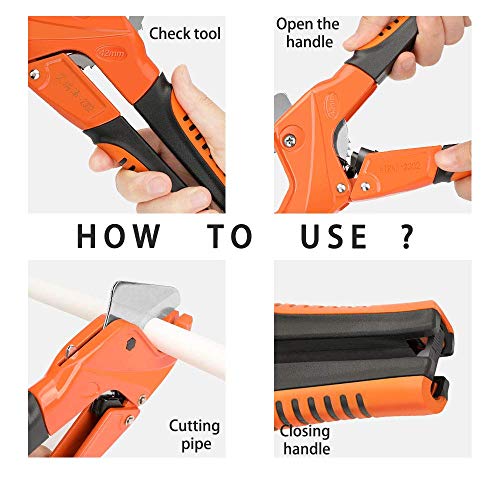 Image of AIRAJ PVC Cutter, Ratcheting Hose Cutter One-hand Fast Pipe Cutting Tool with Ratchet Drive for Cutting 1-1 /4 inch OD. PEX Plastic Tube,and PPR Pipe Suitable for Plumbers,Home Owner