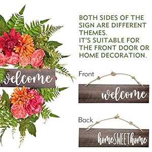 PGANDS Spring Wreaths for Front Door with Wooden Sign Peony Dahlia 20" Artificial Summer Wreath Floral Easter Decor for Indoor Outdoor Farmhouse Home Wall Window PGANDS Spring Wreaths for Front Door with Wooden Sign Peony Dahlia 20 Artificial Summer Wreath Floral Easter Decor for Indoor Outdoor Farmhouse Home Wall Window