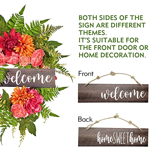 PGANDS-Spring-Wreaths-for-Front-Door-with-Wooden-Sign-Peony-Dahlia-20-Artificial-Summer-Wreath-Floral-Easter-Decor-for-Indoor-Outdoor-Farmhouse-Home-Wall-Window PGANDS Spring Wreaths for Front Door with Wooden Sign Peony Dahlia 20 Artificial Summer Wreath Floral Easter Decor for Indoor Outdoor Farmhouse Home Wall Window