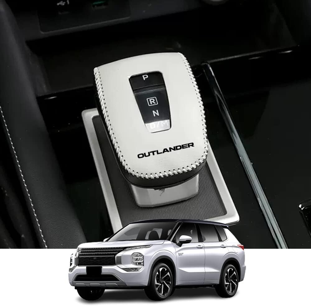 Kakash Custom Interior Accessories for Mitsubishi Outlander 2022 2023 2024 PHEV 2023 2024 Leather Automatic Gear Shift Knob Cover,Transimission Boots Shift Lever Leather Sheath(Black Stitches)