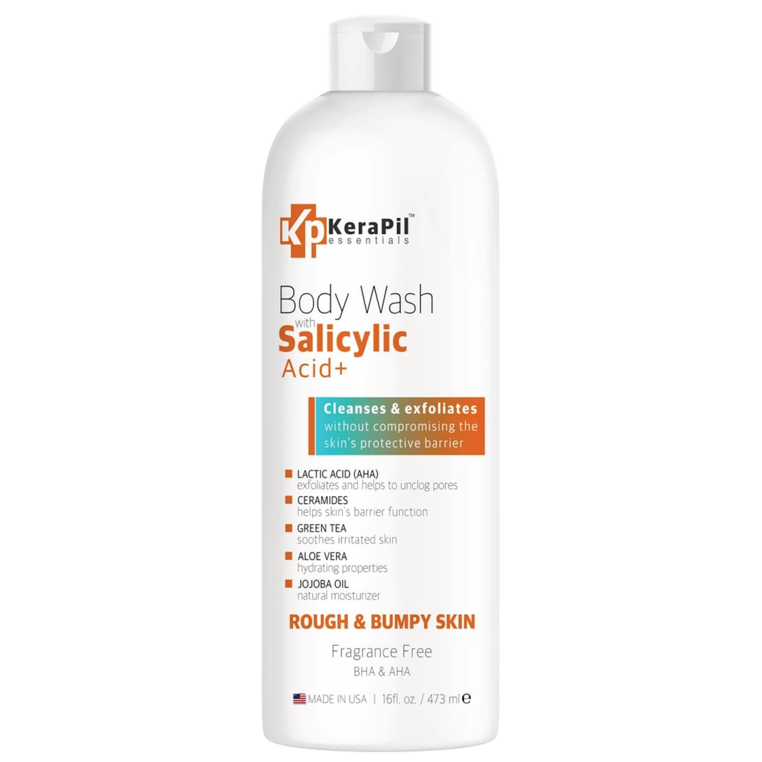 KERAPIL Exfoliating Body Wash With Salicylic Acid – Gentle Exfoliates Rough and Bumpy Skin, Body Acne Wash, With BHA & AHA – Unscented Salicylic Acid Body Wash, Made in USA – (16 Fl oz x 1) KERAPIL Exfoliating Body Wash With Salicylic Acid – Gentle Exfoliates Rough and Bumpy Skin, Body Acne Wash, With BHA & AHA – Unscented Salicylic Acid Body Wash, Made in USA – (16 Fl oz x 1)