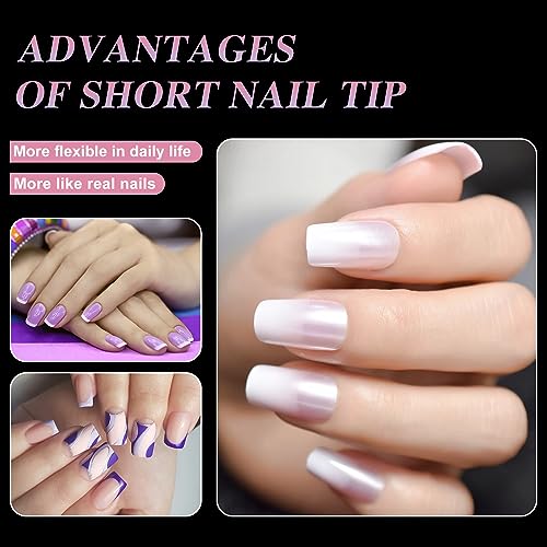 Künstliche Nagel Tips, ZAHRVIA 552 Stück Soft Gel Nageltips Fake Full Cover Nail Tips für Gelnägel Pre-buff Kunstnägel Fingernägel Set für Nail Art DIY, 12 Größen