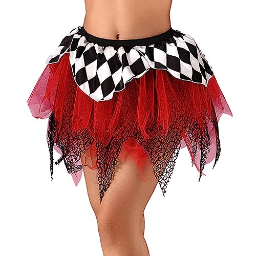TWINKLEDE Costume Tutu Skirt Red Black Tulle Dance Tutus Halloween Day of The Dead Rave Skirts for Women (Black & Red)