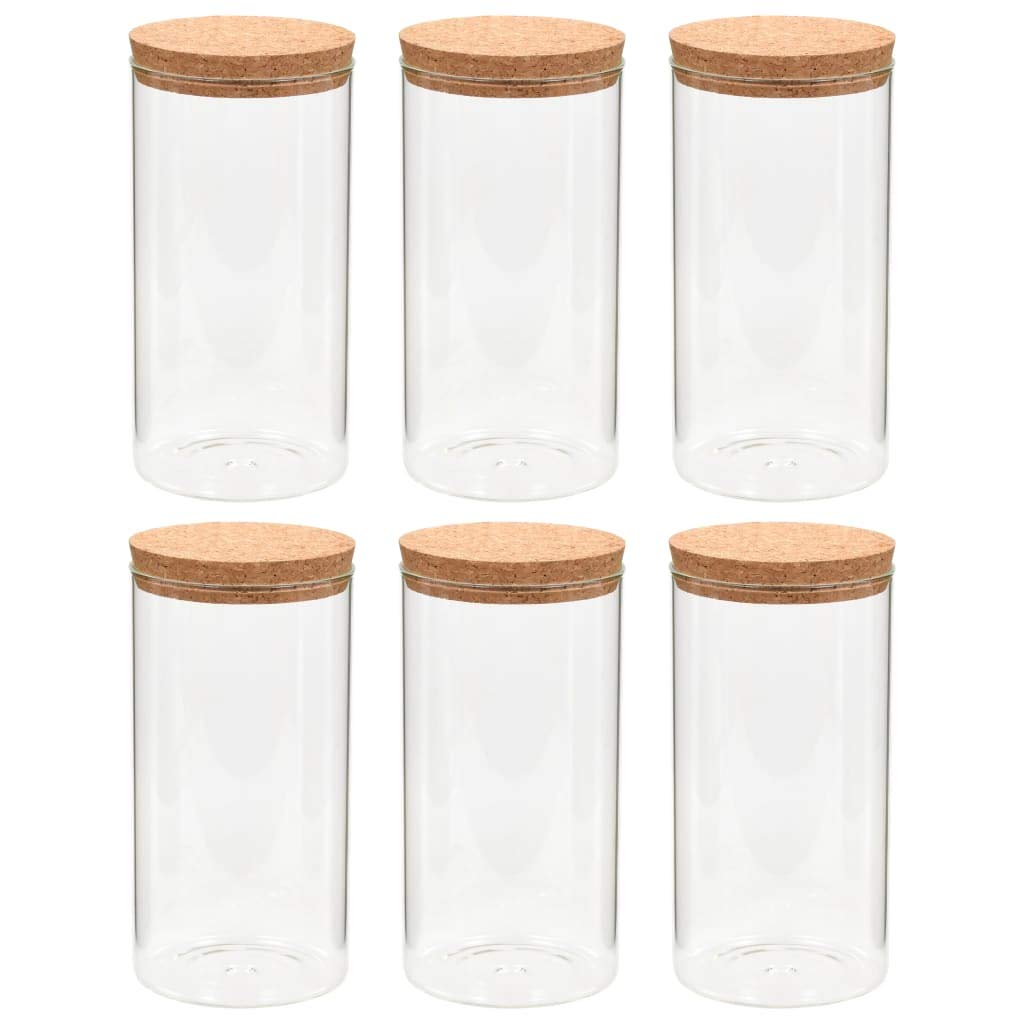 Festnight 6 STK Vorratsgläser Set Sturzglas 1400 ml mit Korkdeckel Marmeladenglas Einmachglas Einweckglas