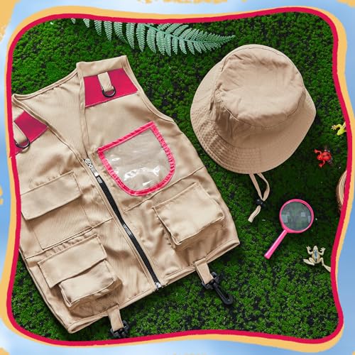 Image of Ramede Kids Safari Explorer Vest and Hat Explorer Costume | for Fishing Adventures Camping Boy Girls Cosplay
