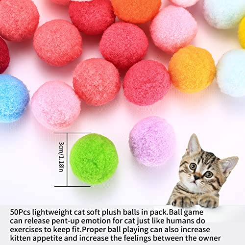 wugongshan 100 Stück Katze Spielzeug Bälle, Bunte Katzenspielzeug Bälles, Weiche Kätzchen Pompon Plüsch Kätzchen Haustier Spielzeug Bälle