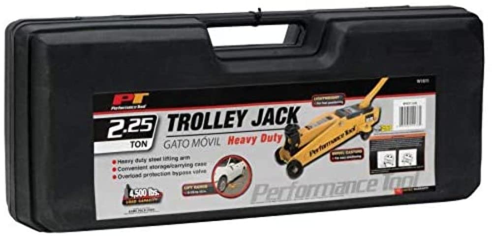 Performance Tool W1611 2.25 Ton (4,500 lbs.) Capacity Trolley Jack with Case
