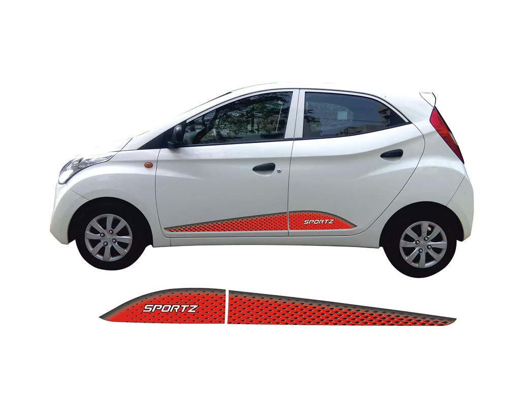 Automaze Car Body Stickers Graphics For Eon, Red Brick, Both Sides, Model-0301