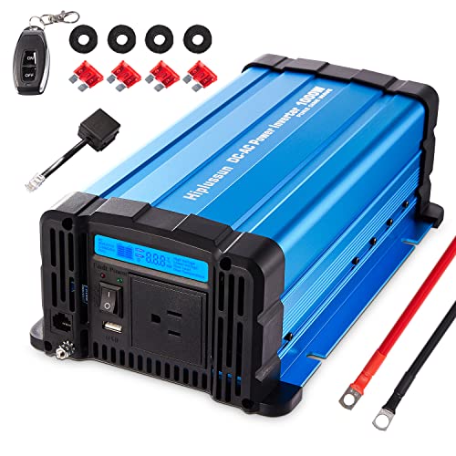 1000 watt Inverter Pure Sine Wave Power Inverter 12V to 110V Inverter DC to AC with Remote Controller and Display and USB Charger