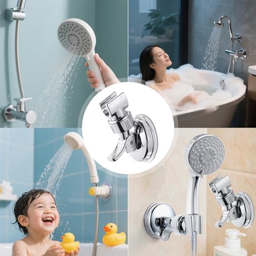 1 Stücke Studfrei Leistungsstarke Saugnapfbecher-Duschhalter, Duschbrause Halterung, Nagelfreier Duschhalterung Mit Verstellbarem Winkel, Shower Head Holder Mit Extra Starkem Klebepad (Orange)