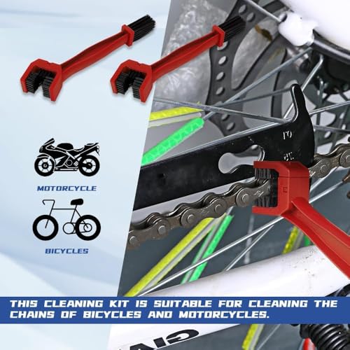 Image of Bike Chain Cleaning Brush Pack of 2 | Chain Cleaner Tool for Motorcycle, Bicycle & Scooter Chain, Sprocket and Gear Cleaning (Black & blue)