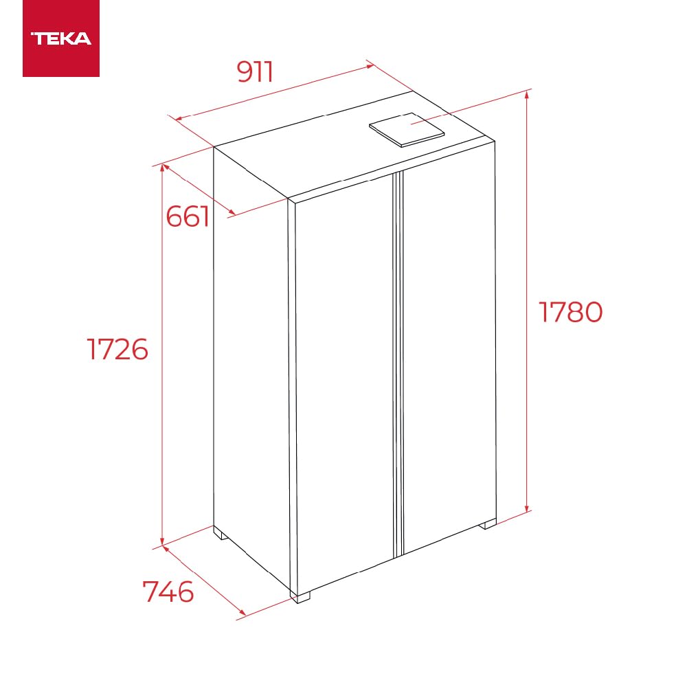 Teka Frigorífico Maestro 178 cm, 627 L, Motor Inverter, Side by Side, Long Life No Frost, Apertura 90º, 2 Fresh Box, Iluminación LED, Columna Metal Cool, Color Cristal Negro, Modleo RLF 74917