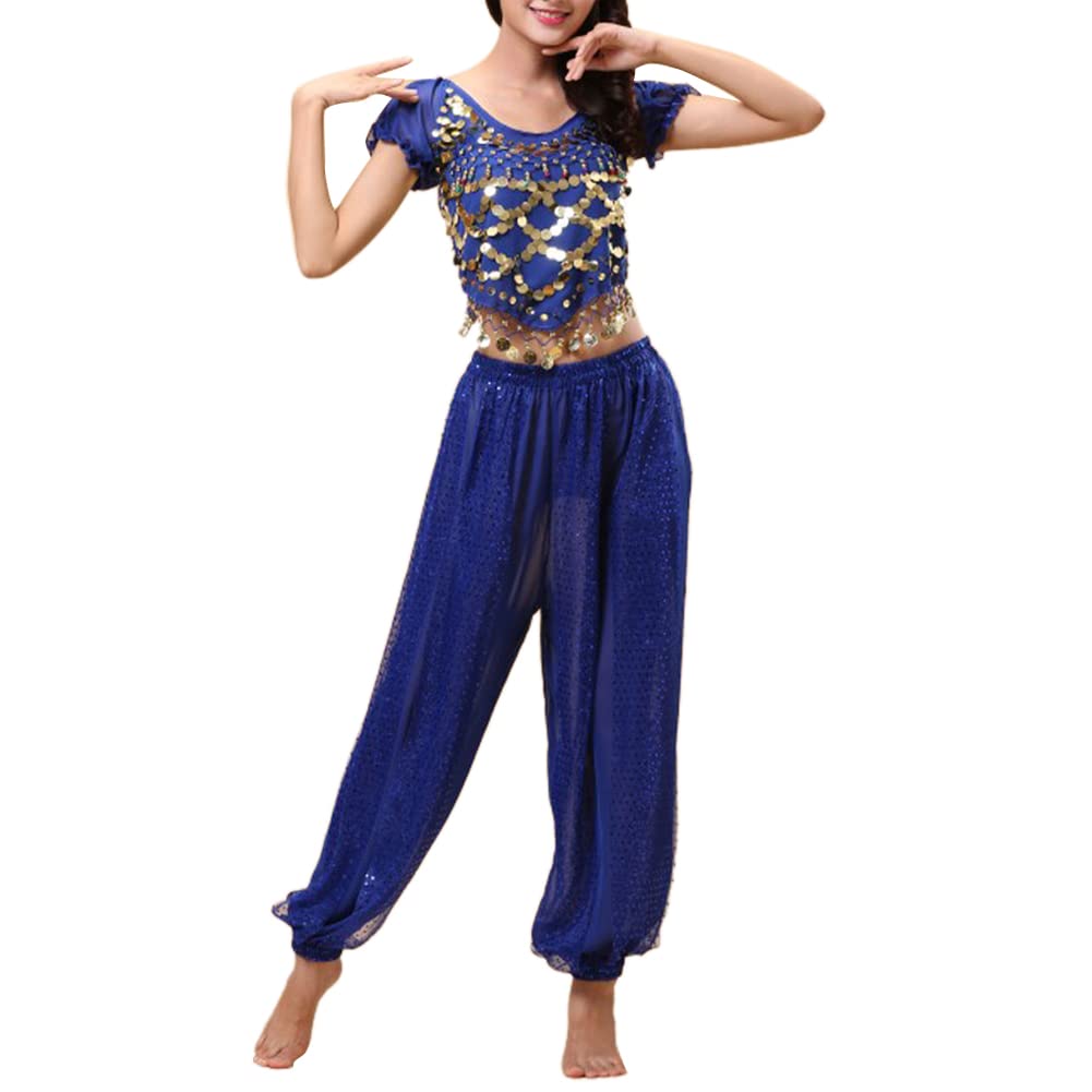 Trajes de Danza del Vientre para Mujer Parte Superior y Pantalones Linterna Bailarina Carnaval