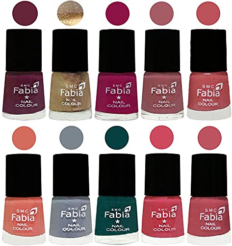 Image of ALL IN ONE (PACK OF 10), Long Lasting Glossy Nail Polish, 6 ml Each, All Vibrant Colours,01891