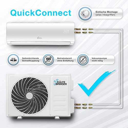 Kältebringer Split Airconditioning Quick Connect - 12000 BTU - inverter airconditioner met verwarmingsfunctie, wifi en app - tot 55 m² - zeer stil - complete set, 5 m koperen leiding, koelmiddel R32, - Image 3