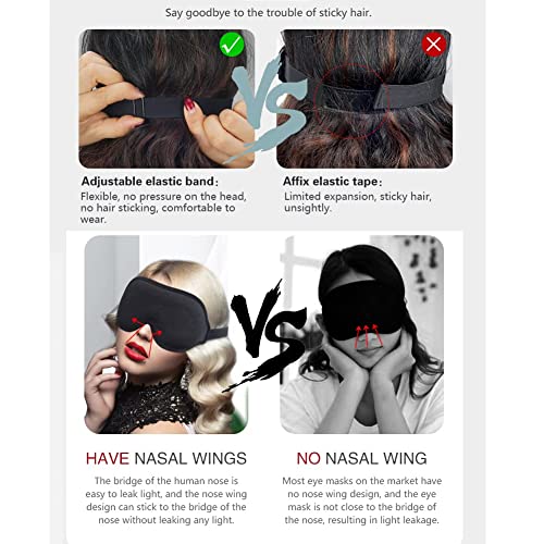 3D slaapmasker voor dames en heren, 100% licht blokkerend oogmasker, huidvriendelijk zijden slaapmasker, 3D-contourculaire oogbandage met verstelbare band voor reizen, dutjes, slapen - Image 4