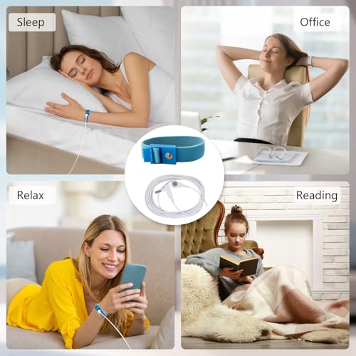 Image of Grounding Wrist Strap, Grounding Wristband Wrist Straps Grounding Wires Grounding Bracelet with 15 Feet Grounding Cord Fits Most Earthing Grounding Products for Sleep Energy Healthy (2)