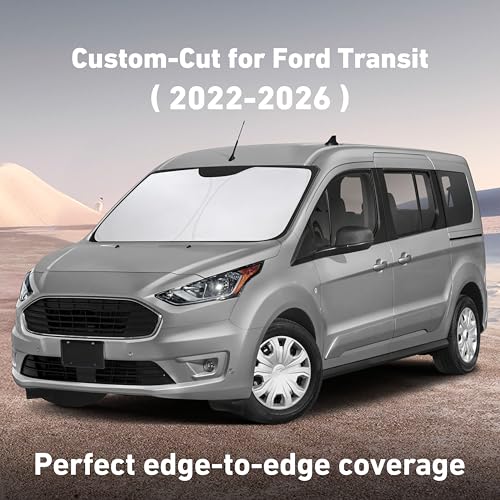 Image of EcoNour Windshield Sunshade Compatible for Ford ETransit 2022-2024 2025 2026, Sun Visor for Front Windshield & Window Sun Shade Cover, UV Heat Blocker & Protector, Car Accessories