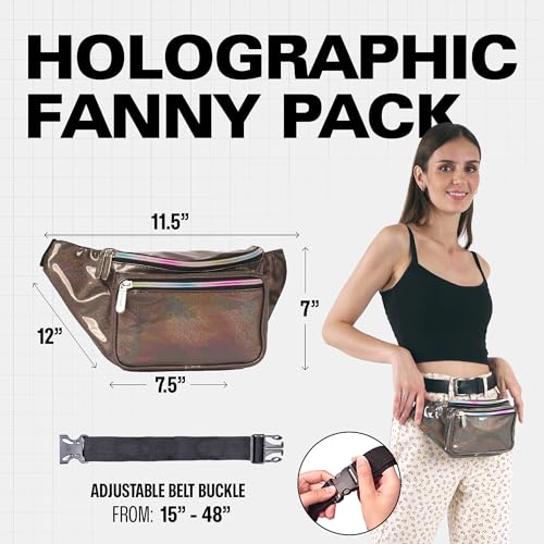 Image of Sojourner Rave Holographic Fanny Pack - Packs for Festival Women, Men | Cute Fashion Waist Bag Belt Bags (Copper Glitter)