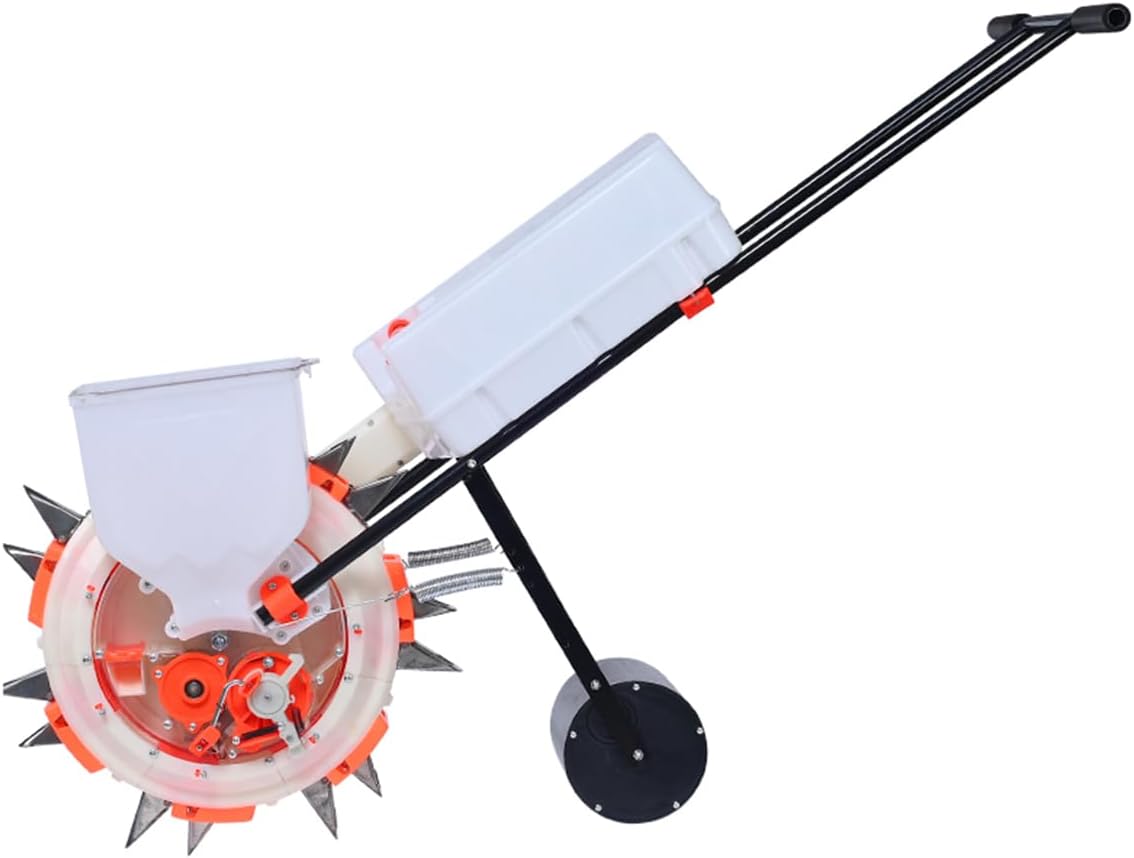 Seed Sower & Double Mouth Fertilizer Applicator - Garden Corn & Soybean Seeder, Walk-Behind Row Planter, Push Seeder for Efficient Lawn & Garden Spreading, 5 Mouths Design