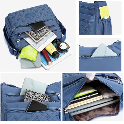 Apparenth Crossbody Bag, Large Capacity Waterproof Nylon Shoulder Messenger Bag with Multi Compartments3