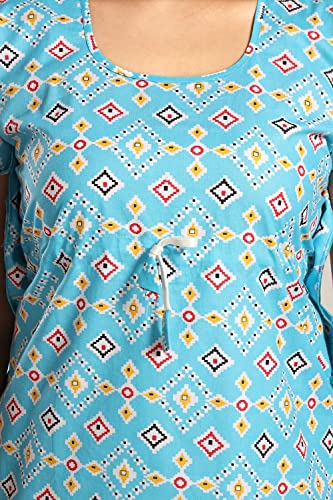 Image of Fabme Women's Cotton Printed Kaftan and Pyjama Set