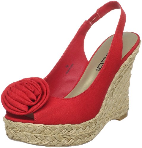 Image of Moda Spana Women's Hide Slingback Espadrille,Red Cotton Voile,13 M US