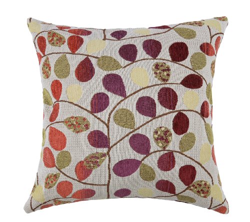 CaliTime Cushion Cover Throw Pillow Case Shell for Couch Sofa Home Decoration Luxury Chenille Cute Leaves Both Sides 18 X 18 Inches Ecru Purple