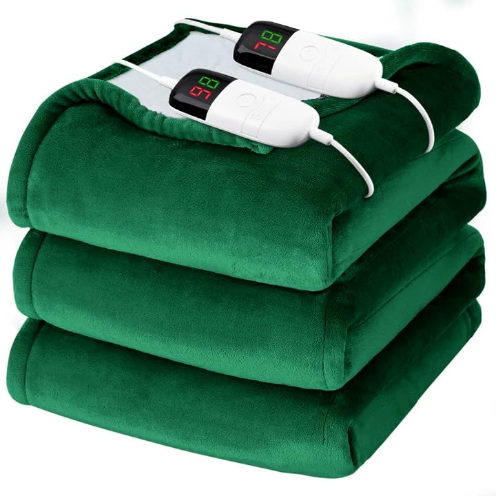 BOMOVA Heated Electric Throw Blanket - 50" x 60" Heating Blanket with 10 Heating Levels & 8 Hours Auto Off, Warm Flannel Blanket with Over-Heat Protection, for Women, ETL & FCC Certified