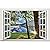 Home Find 3D Fake Windows Wall Stickers Peaceful Lake Sunshine Through the Woods Scenery Decor Frame Window Removable Vinyl Art Murals Bedroom Living Room Home Decals 23.6 x 15.7 inches
