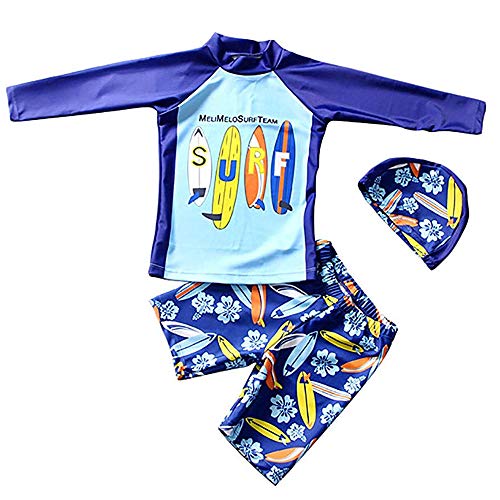 Traje de Baño para Niños de Dos Piezas con un Gorro de Natación de Surf Playa UV Protection Bath Set