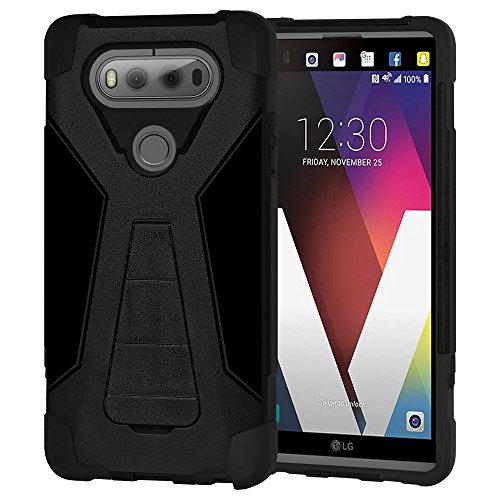 AMZER Dual Layer Hybrid Kickstand Case Skin for LG V20 - Black
