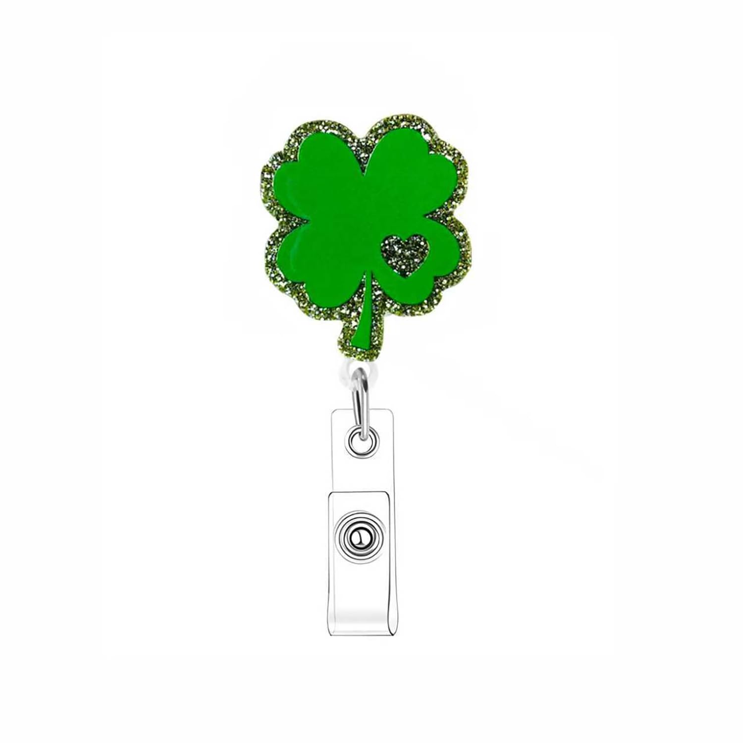 St. Patrick’s Day Badge Reel Retractable Lucky Clover Nurse Badge Reels Holiday Heart Holder Retractable Clip for Nurse Nursing Lucky Green Name Tag Acrylic Alligator Clip for Doctor Teacher