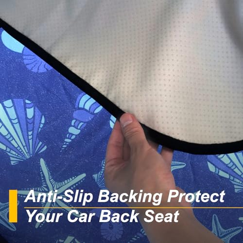 Image of Back Seat Cover for Car Trucks Van SUV Jeep,Waterproof Rear Bench Towel Seat Covers for Dogs and Kids,Automotive Backseat Protector (Conch Shells Starfish)