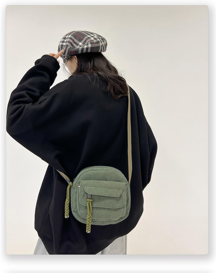 Cute Crossbody Bag Purse for Women, Corduroy Kawaii Shoulder Bag Aesthetic Small Wallet Bag - Image 4