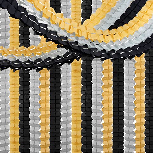 Image of Black-Gold Silver Party-Decorations Streamers Garland - 157Ft Graduation Four-Leaf Clover Hanging Banner,Retirement Men Boys Birthday Wedding Baby Bridal Shower New Years Supplies Decor Hugtmr