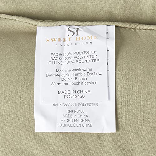 Sweet Home Collection 7 Piece Comforter Set Bag Solid Color All Season Soft Down Alternative Blanket & Luxurious Microfiber Bed Sheets, Sage, Queen