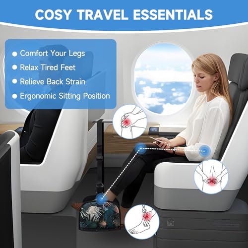 Portable Footrest Hammock for Air Travel, Work on Desk, Provides Support for Leg, Made by Soft Memory Foam, Relieve Leg Pressure, Car & Office Essentials