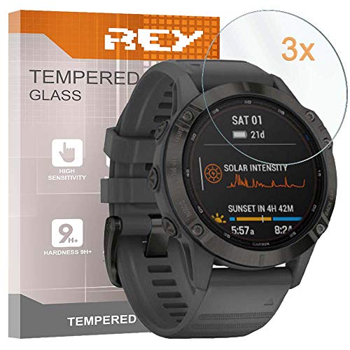 3X Protector de Pantalla para Garmin Fenix 6 - Garmin Fenix 6 Pro 47mm, Cristal Vidrio Templado...