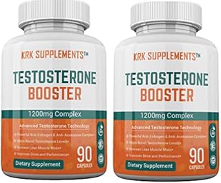 KRK SUPPLEMENTS 2 Bottles Testosterone Booster Anti-Estrogen Anti-Aromatase Tribulus Terrestris Extract Chrysin Diindolylmethane DIM Eurycoma Longifolia Jack Gamma Oryzanol 180 Total Capsules